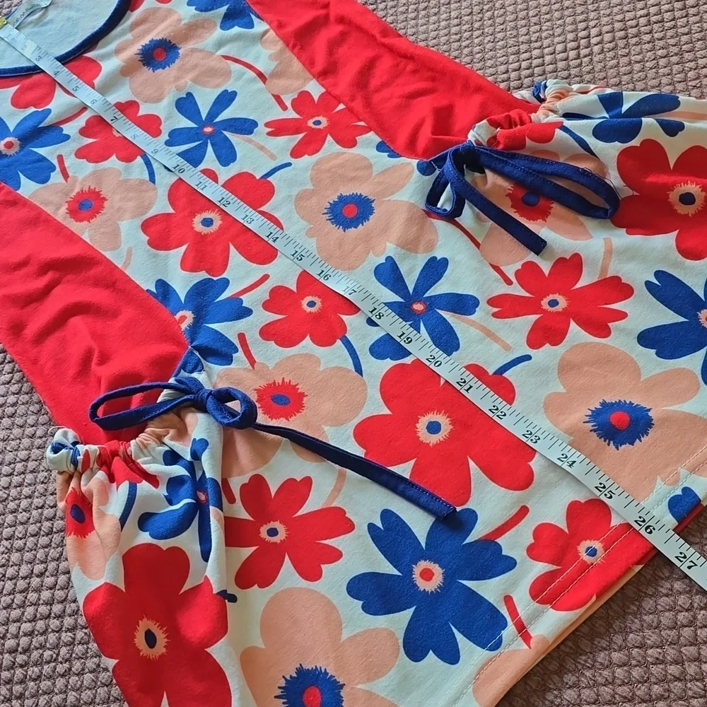 Sunshine Swing Floral Sleeveless Dress with Red and Blue Accents - Picture 8 of 10
